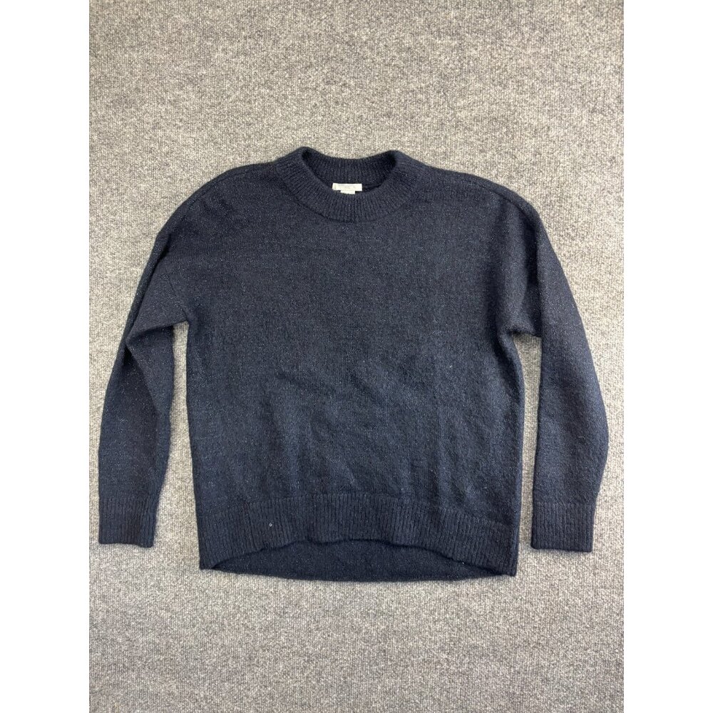 H&M Sweater Women's Small Navy Blue Wool Mohair Pullover Crew Neck